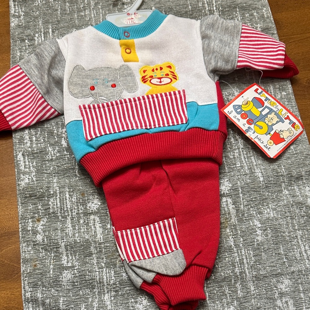 Little by Little Red and Gray Animal Print Kids 2 piece Make and Offer